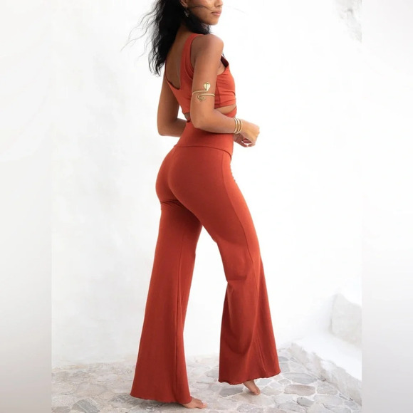 Royal Codes Freya V-Shape High Rise Flare Pants in Carnelian- Still Full Price - Picture 2 of 9